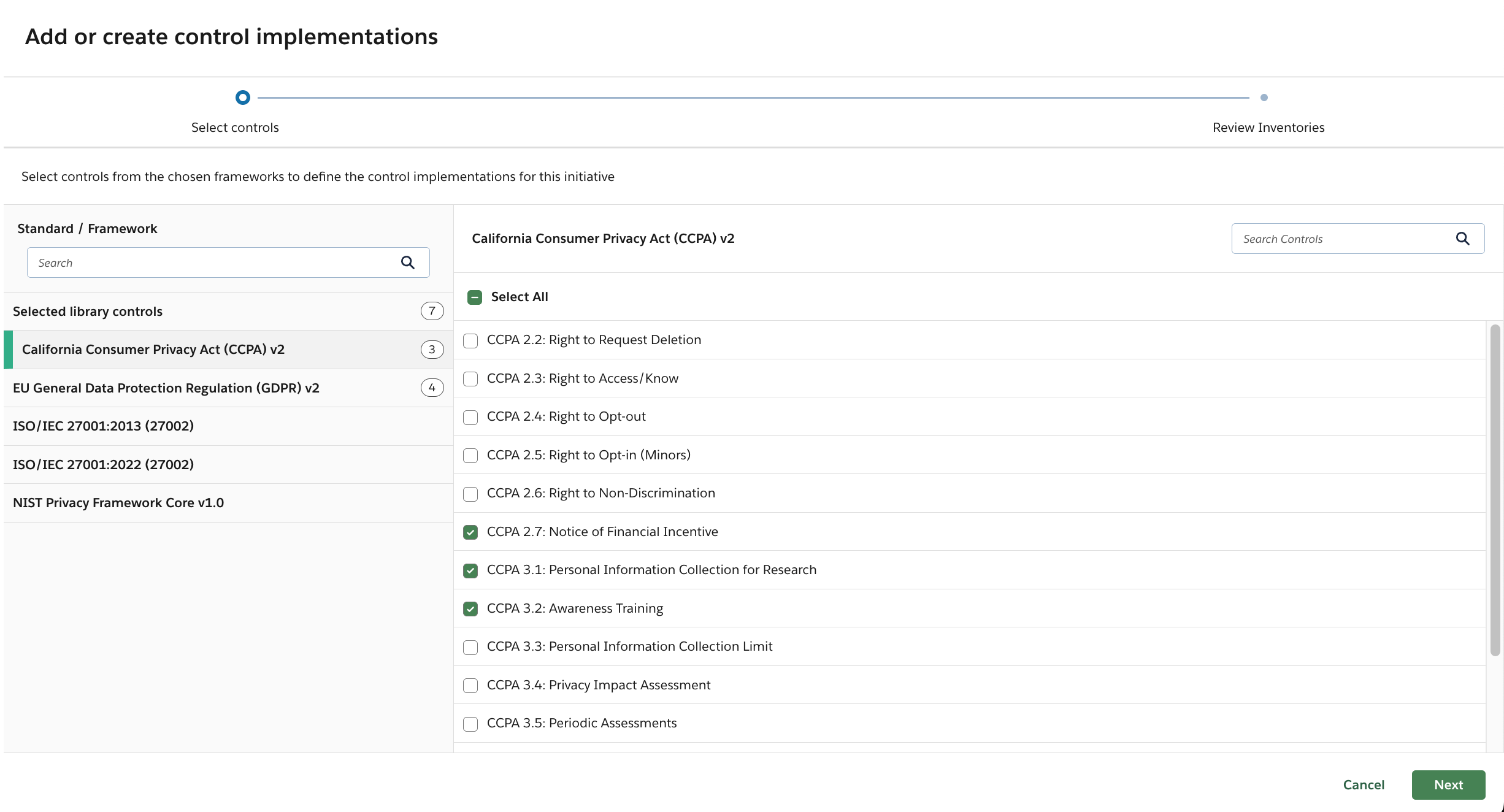 Adding and Managing Initiative Controls | MyOneTrust