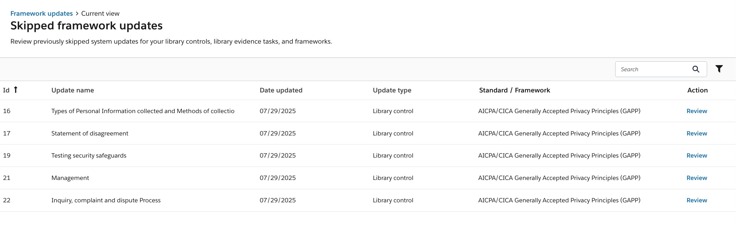 Managing Framework Updates | MyOneTrust